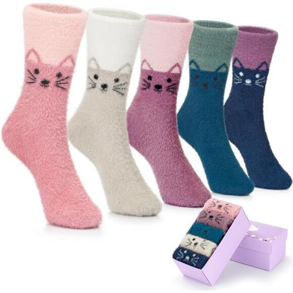 Accessories - New 5 Pairs Fuzzy Soft Cozy Comfortable Socks for Women, Casual Sleep Comfy Sock